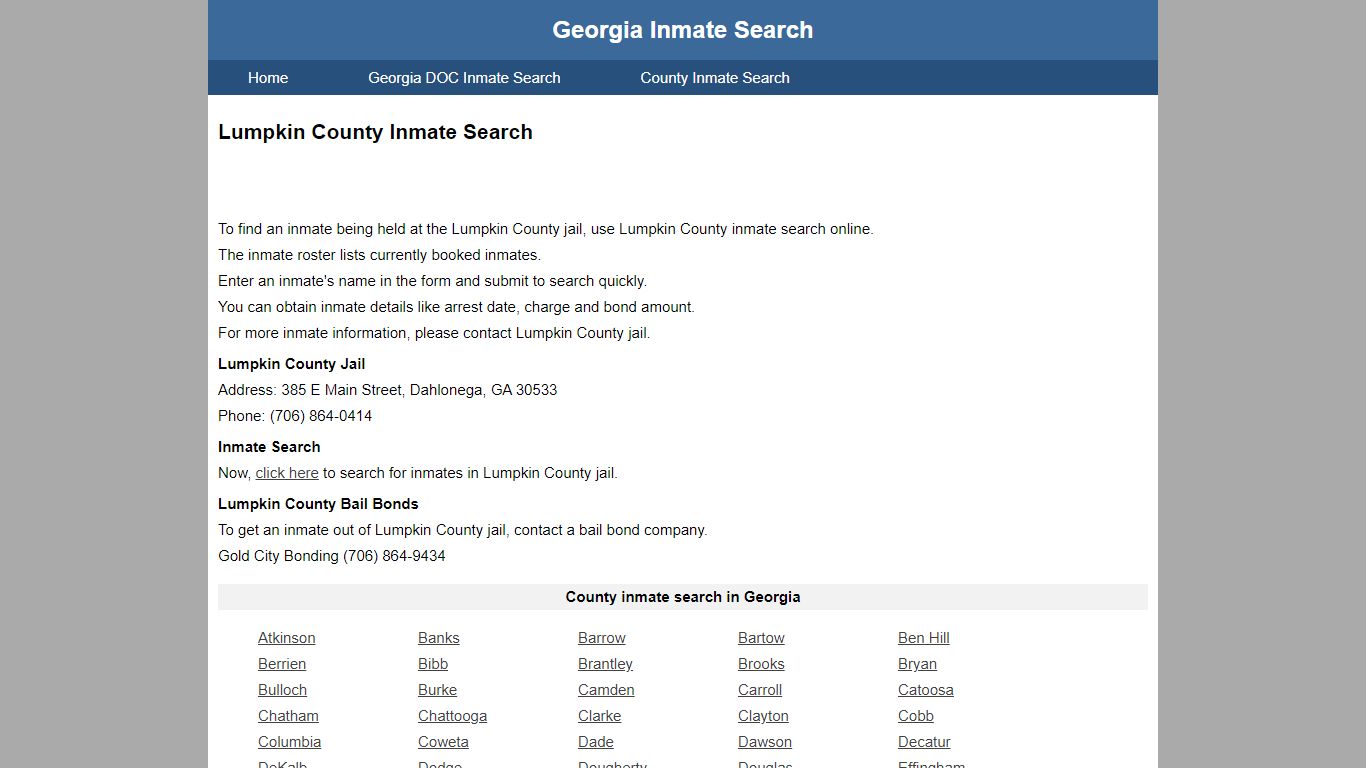 Lumpkin County Jail Inmate Search