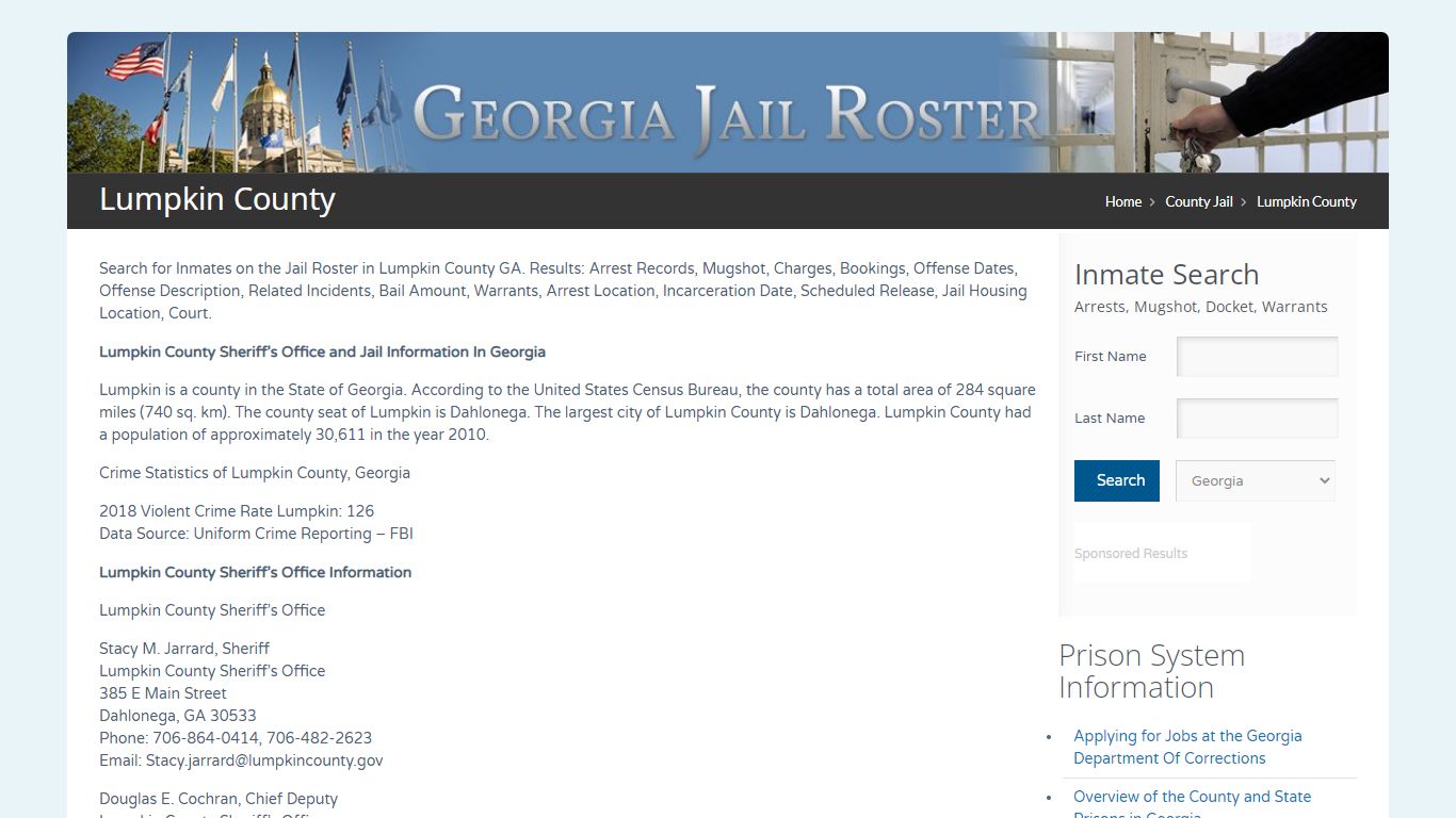 Lumpkin County | Georgia Jail Inmate Search